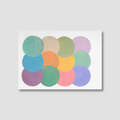 Colorful circular patterns on a white background