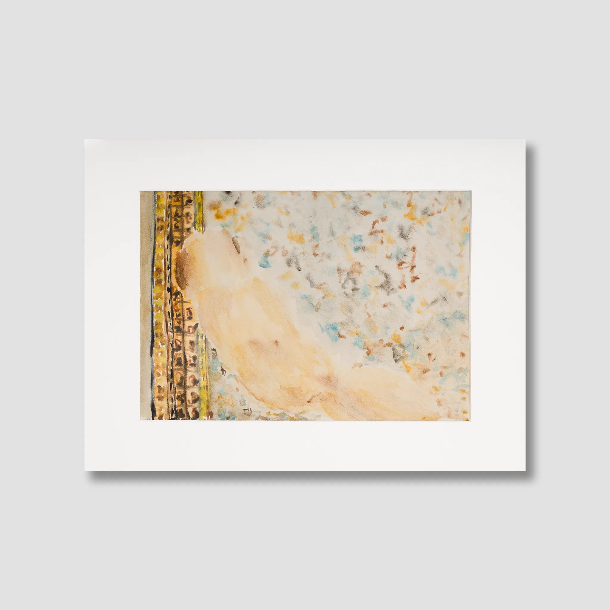 Framed abstract art print with a white border on a light gray background